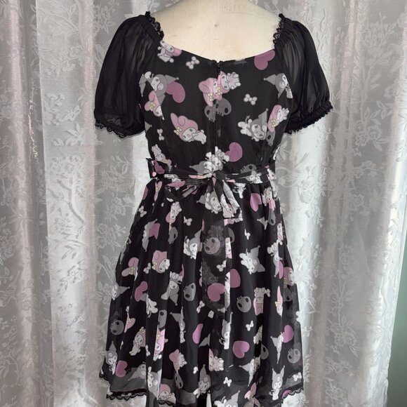 My Melody & Kuromi Lace-Up Chiffon Dress - Picture 2 of 3